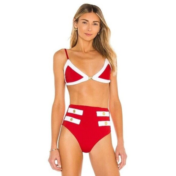Caroline Constas Masie Bikini Top Red Combo